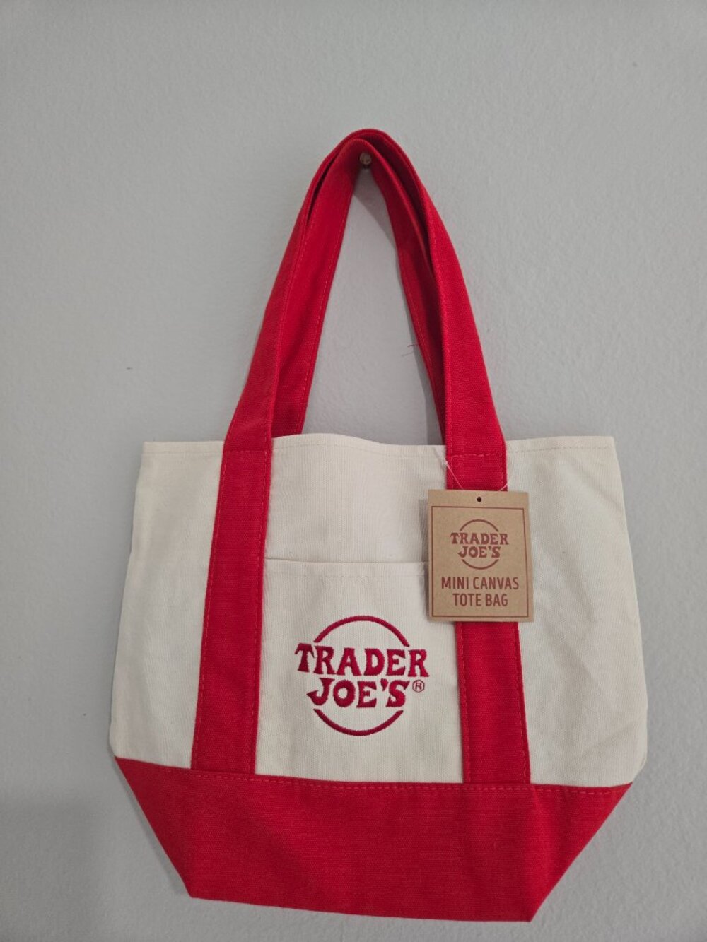 Trader Joe's Red Mini Canvas Tote Bag - Picture 2 of 5